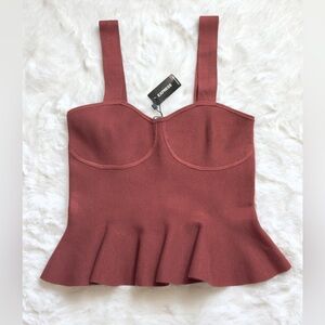 NWT EXPRESS BODY CONTOUR TERACOTTA RUFFLE TOP